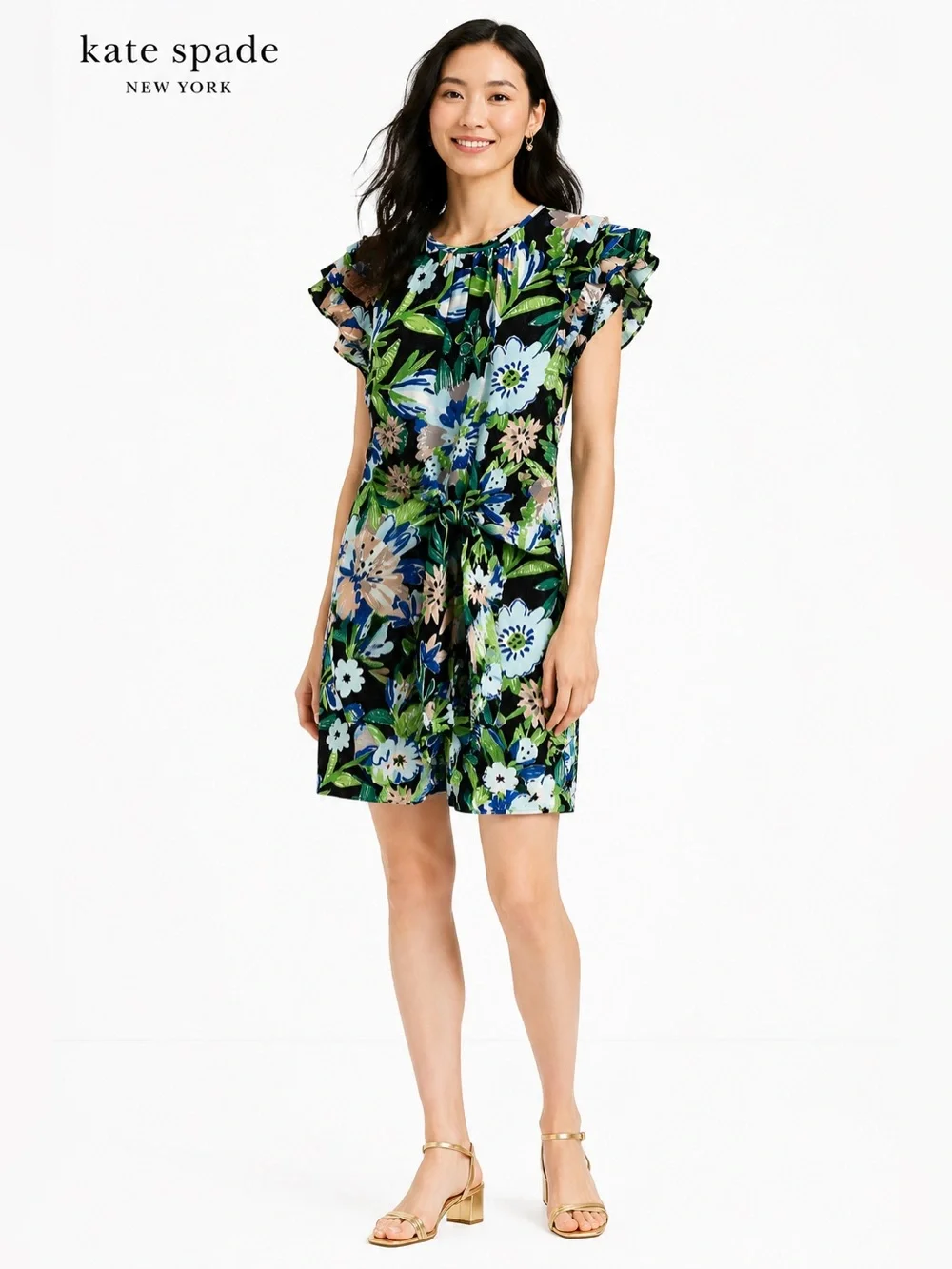 🌺 Kate Spade New York Floral Ruffle Sleeve Dress - NWOT